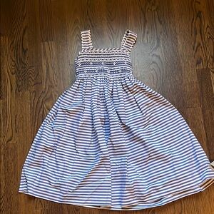 Claire & Charlie hand smocked White and blue Striped Kids Dress